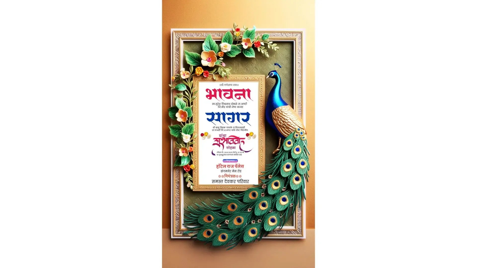 Peacock Themed Royal Wedding Invitation Instagram Story PSD